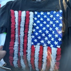 Vintage single stitch American flag textured t